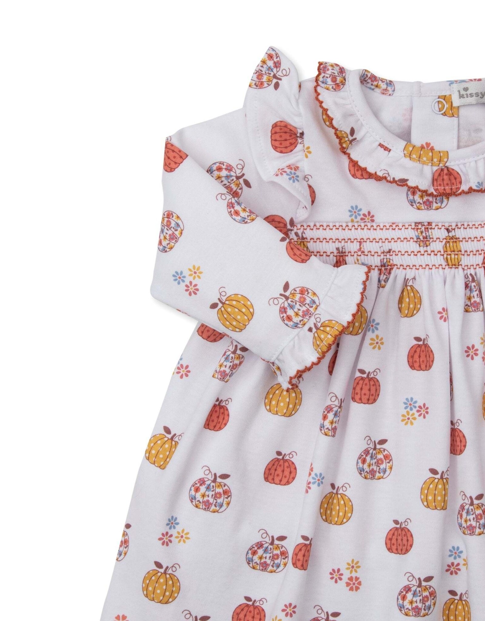 Kissy Kissy Patchwork Pumpkin Flora Smocked Dress and Legging Set