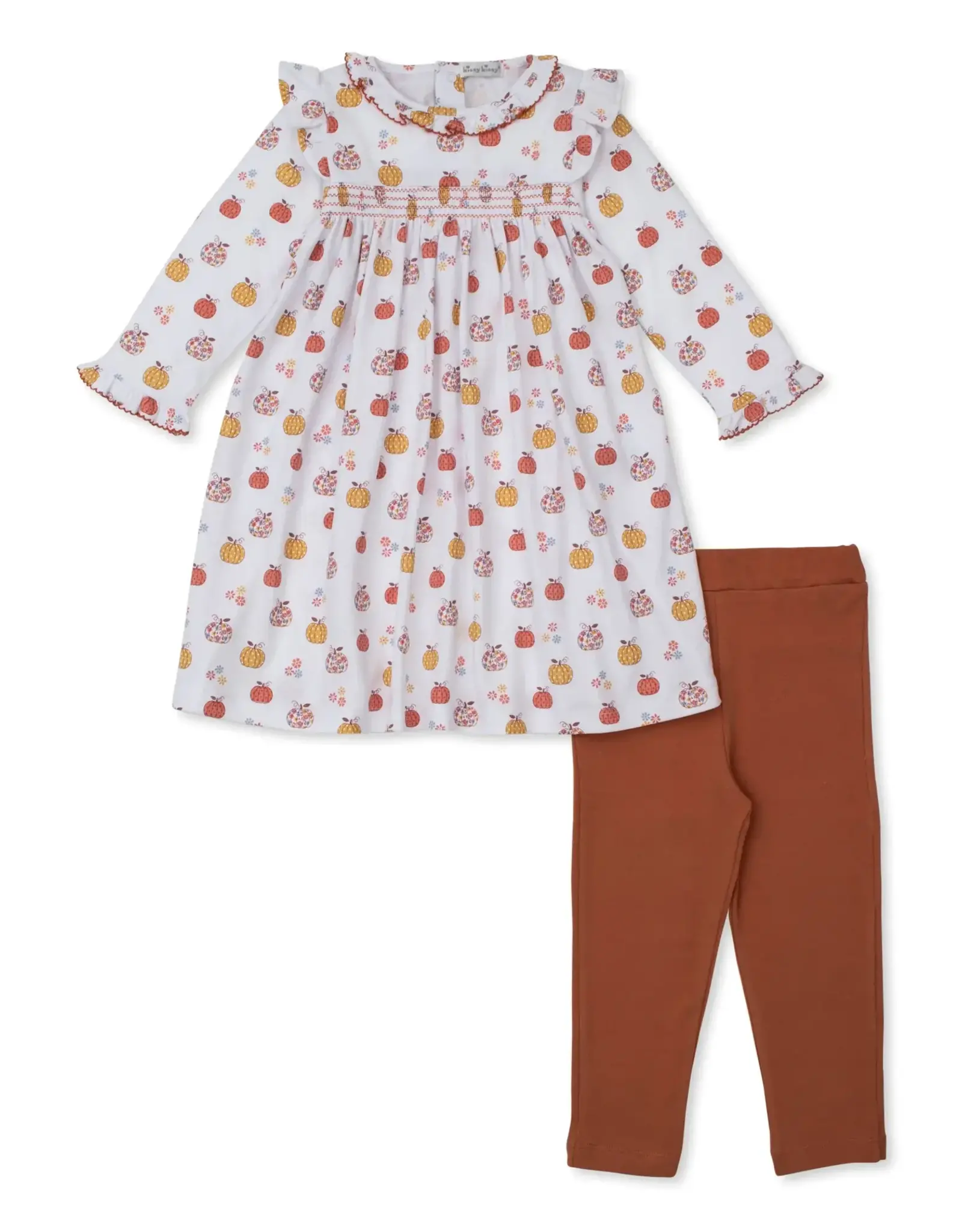 Kissy Kissy Patchwork Pumpkin Flora Smocked Dress and Legging Set