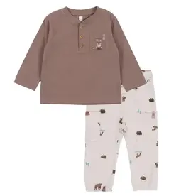 Noruk Teddy Bear & Fox Henley 2pc Set
