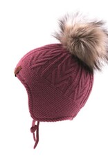 Noruk Pink Knit Hat with Fur Pom