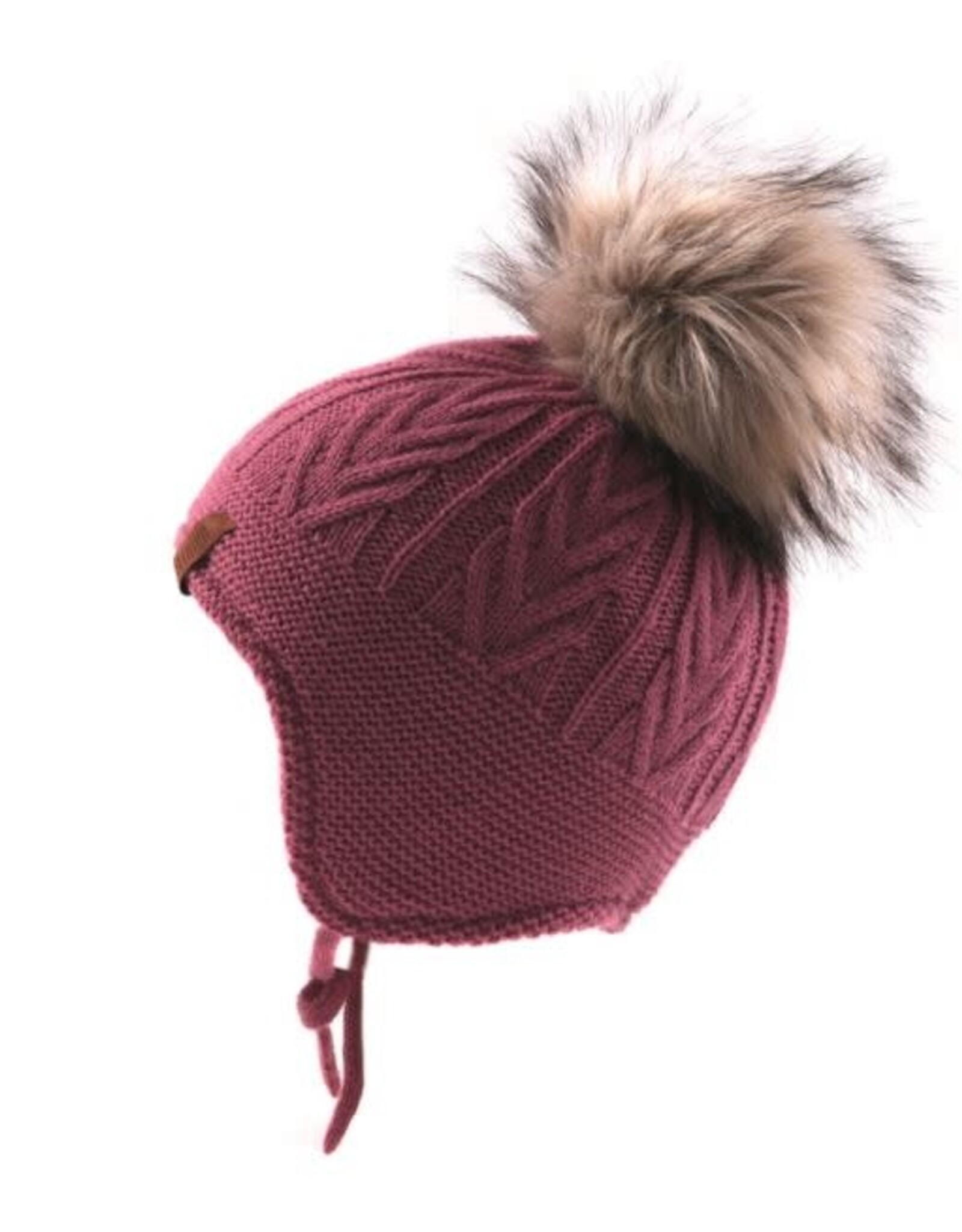 Noruk Pink Knit Hat with Fur Pom
