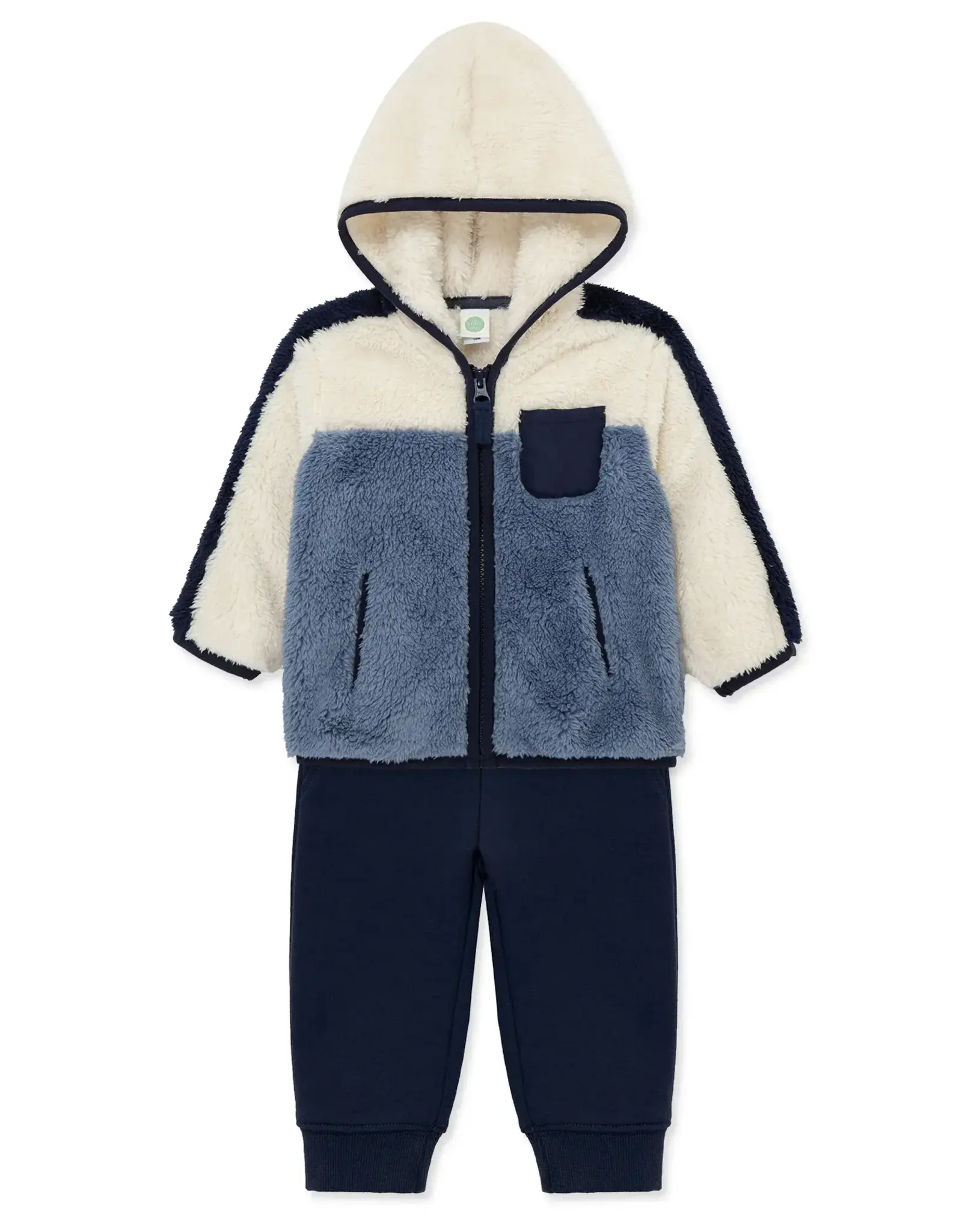 Little Me Blue Sherpa Jacket 3pc Set