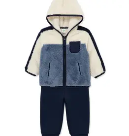 Little Me Blue Sherpa Jacket 3pc Set