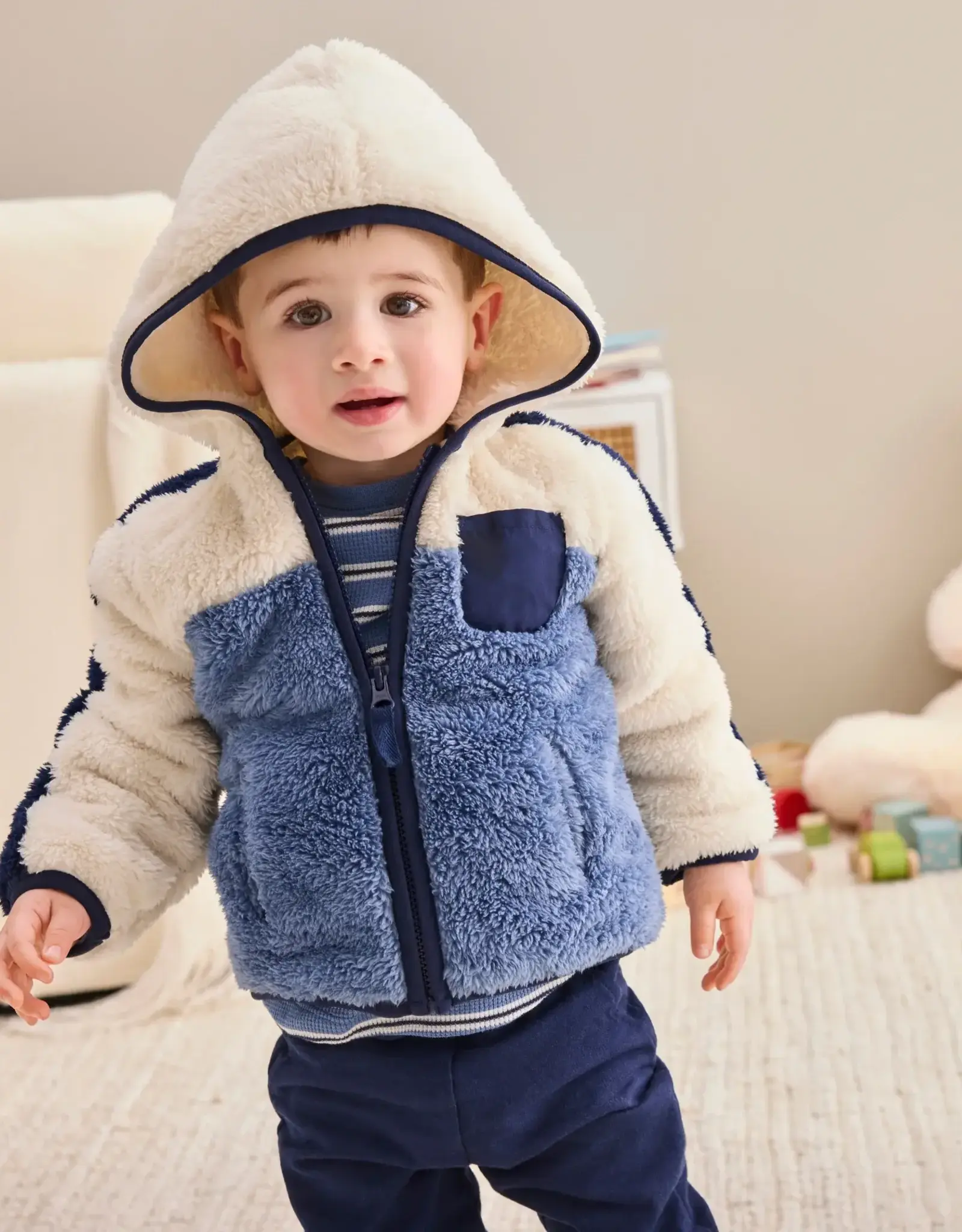 Little Me Blue Sherpa Jacket 3pc Set