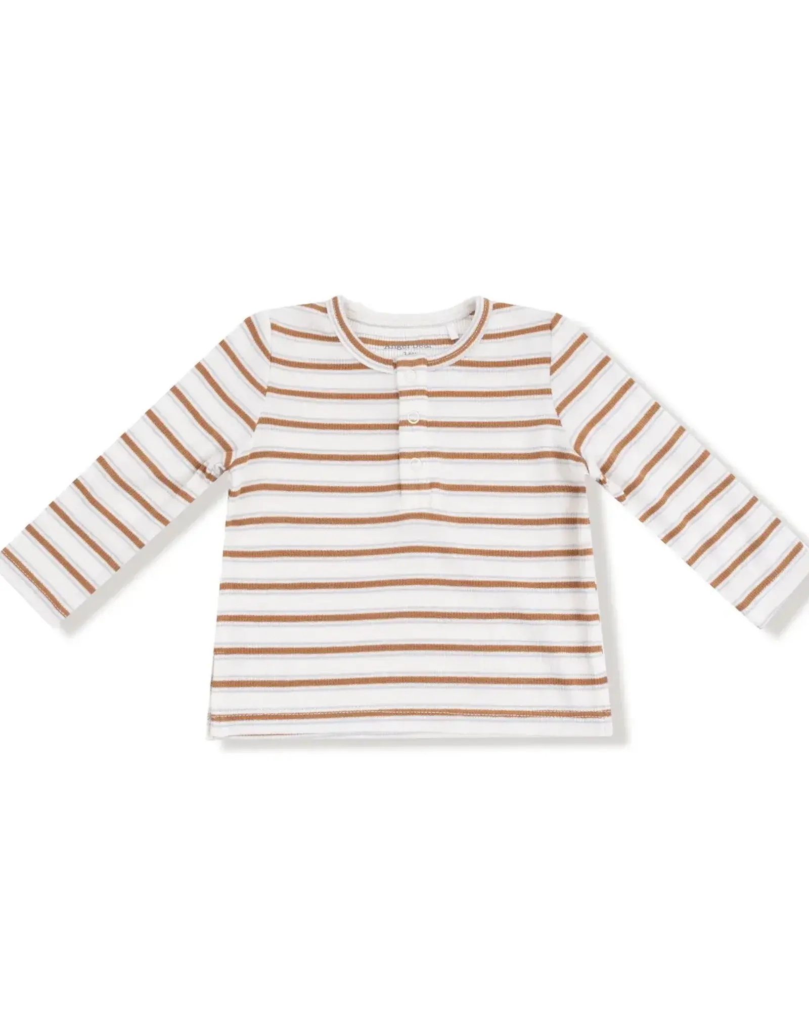 MakeMake Organics Brown Stripe Organic Henley Tee