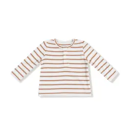 MakeMake Organics Brown Stripe Organic Henley Tee