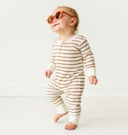 MakeMake Organics Brown Stripe Organic 2-way Zip Romper