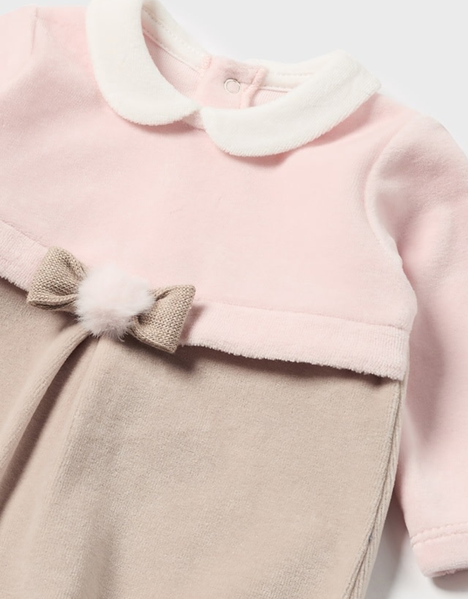 Mayoral Blush Bodysuit with Accent Waist and Beret
