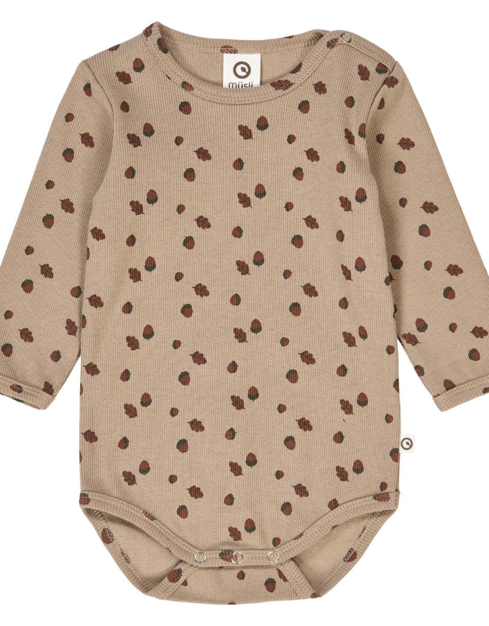 Green Cotton Acorn Printed Bodysuit