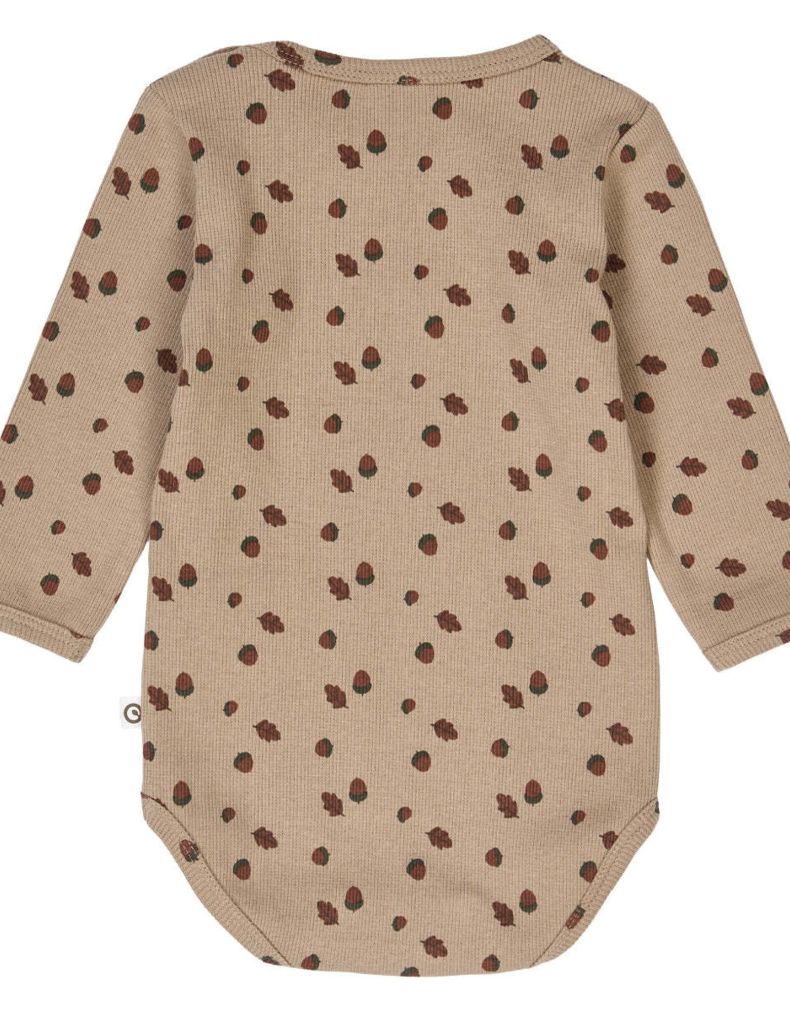 Green Cotton Acorn Printed Bodysuit