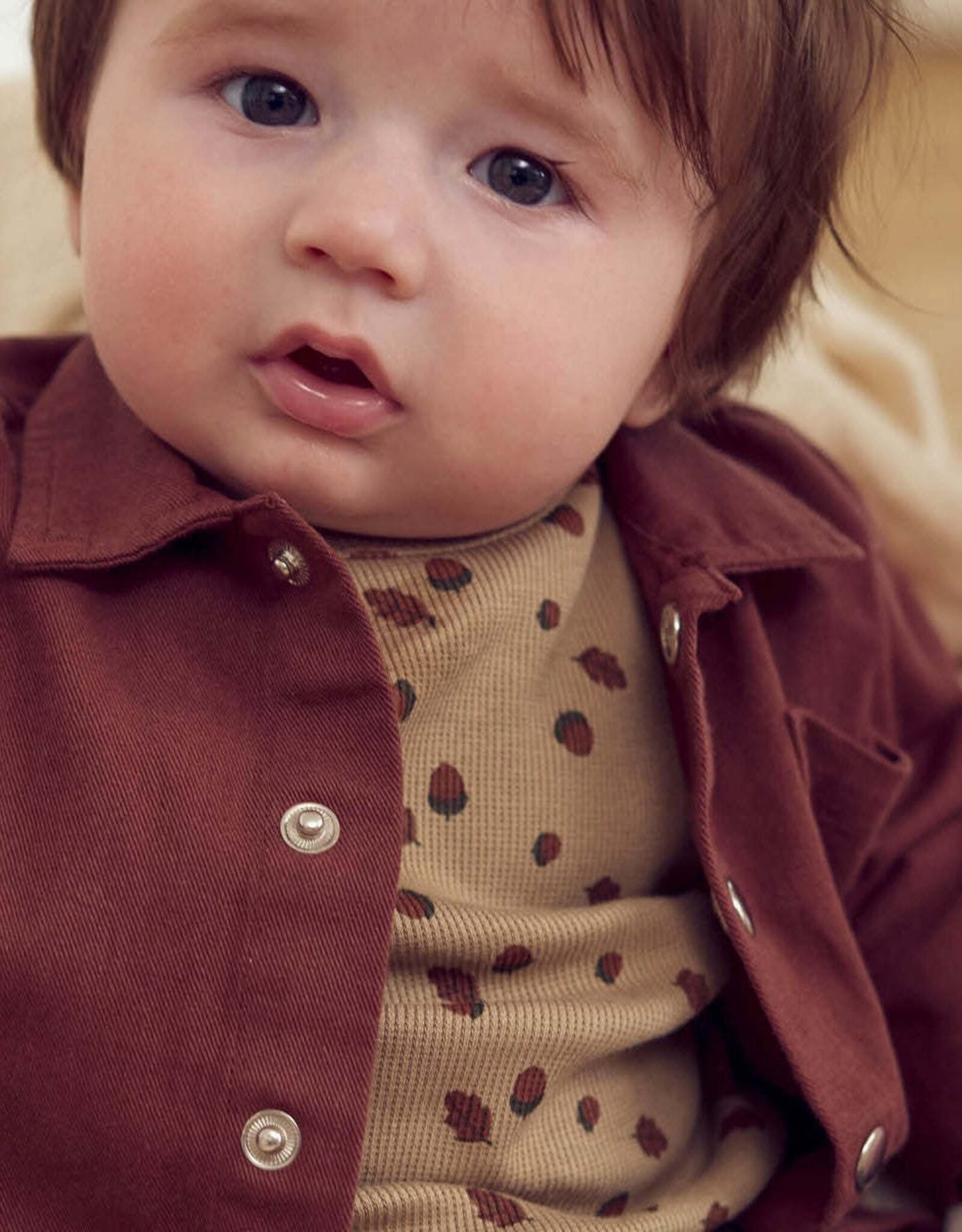 Green Cotton Acorn Printed Bodysuit