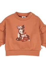 Green Cotton Cedar Deer Frill Sweatshirt