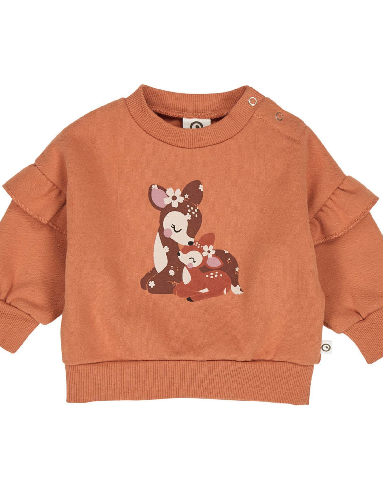 Green Cotton Cedar Deer Frill Sweatshirt