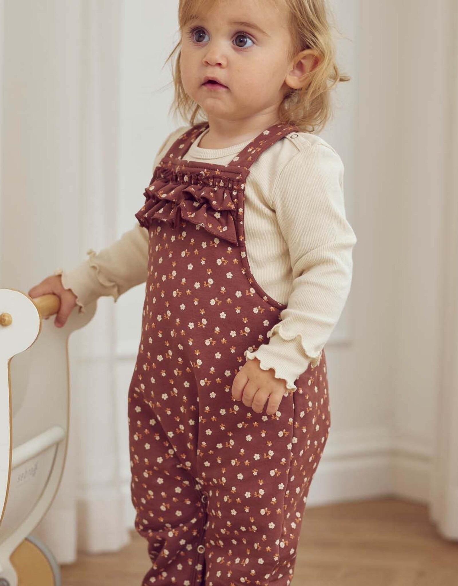Green Cotton Cedar Floral Printed Overalls Baby