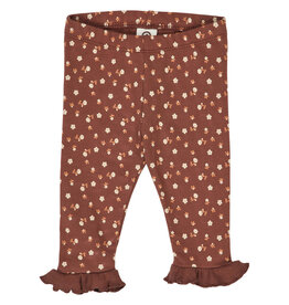 Green Cotton Cedar Floral Printed Frill Pants