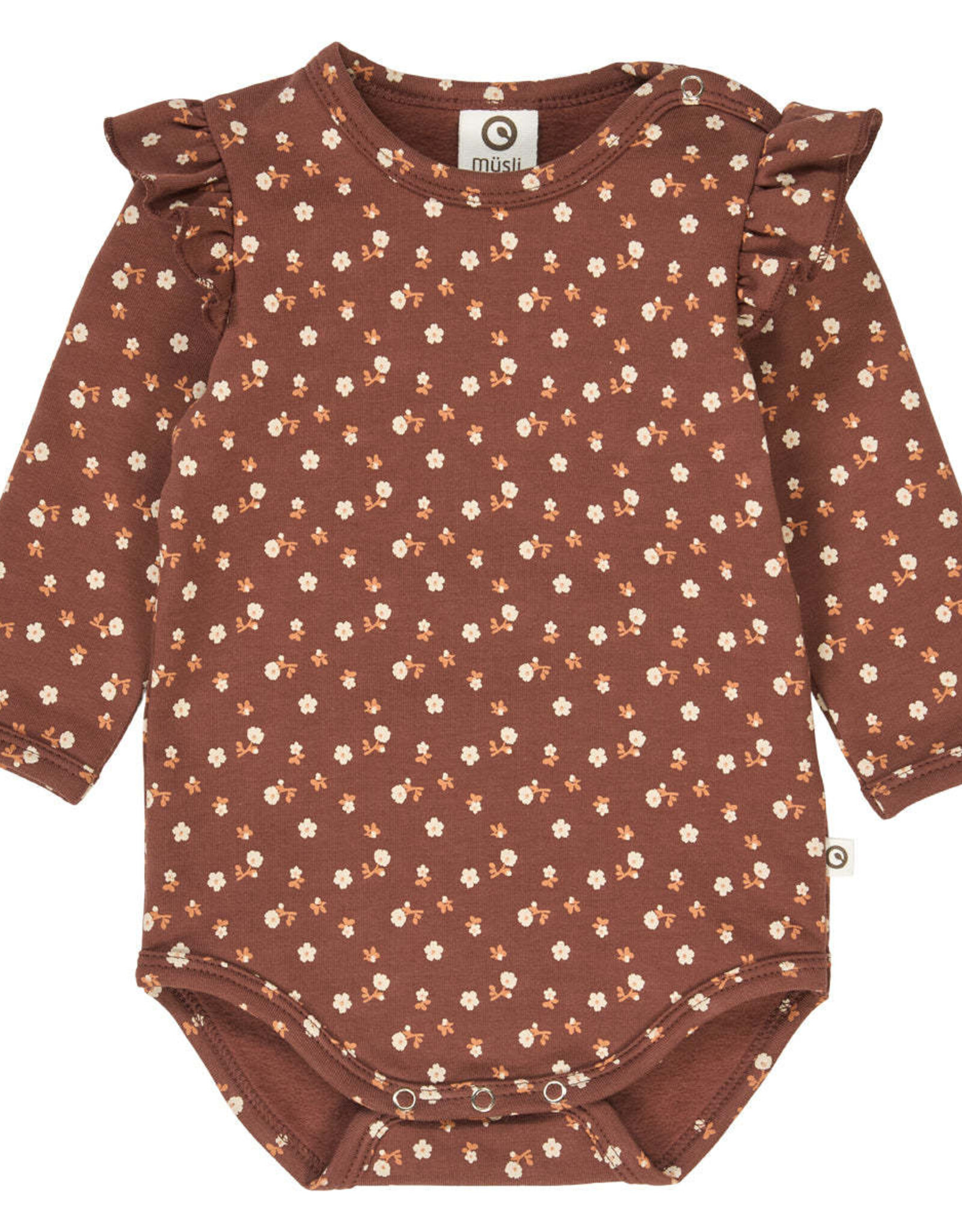 Green Cotton Cedar Floral Printed Frill Bodysuit