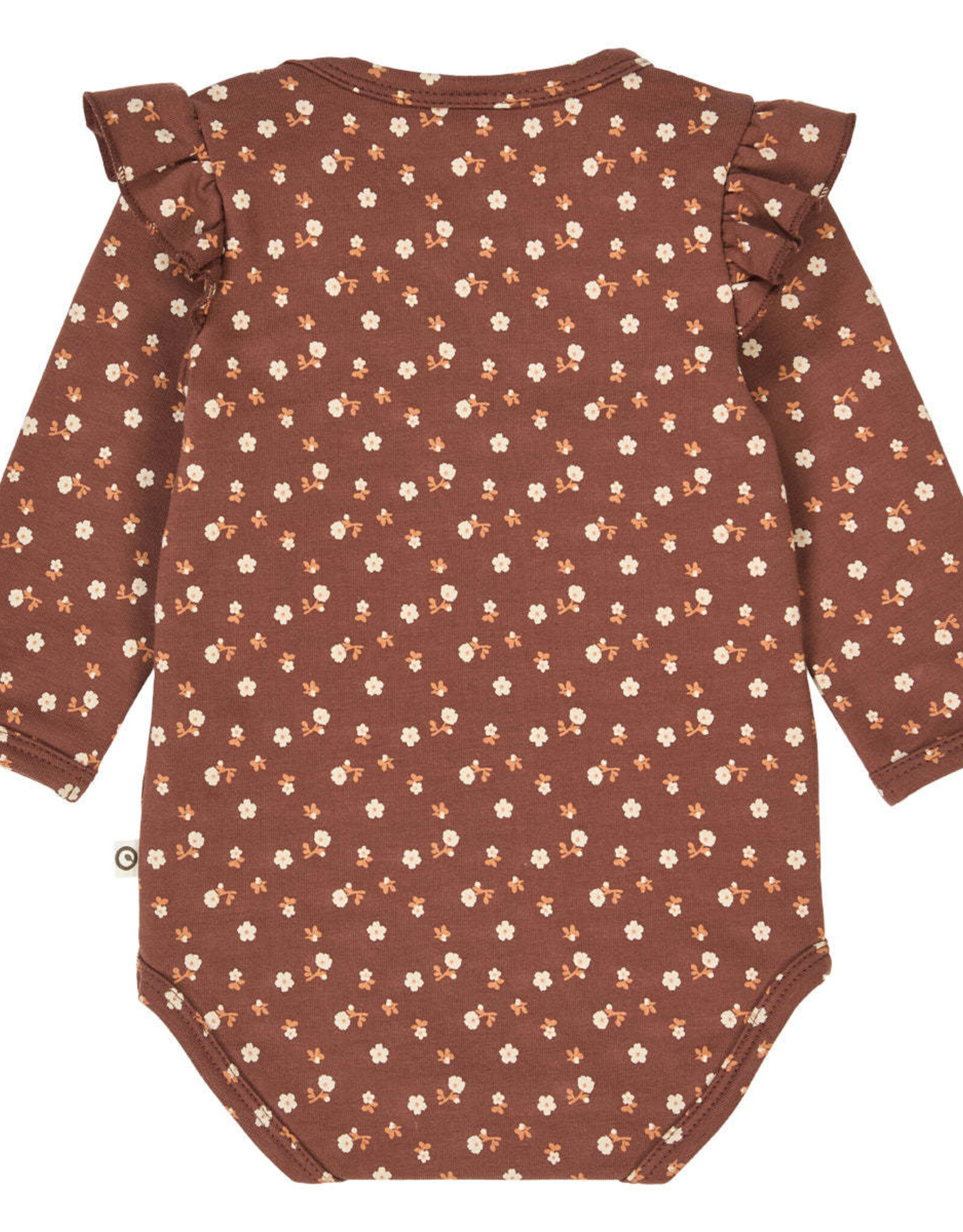 Green Cotton Cedar Floral Printed Frill Bodysuit