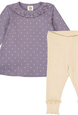 Green Cotton Lilac Fog Dot Rib Dress and Leggings Set