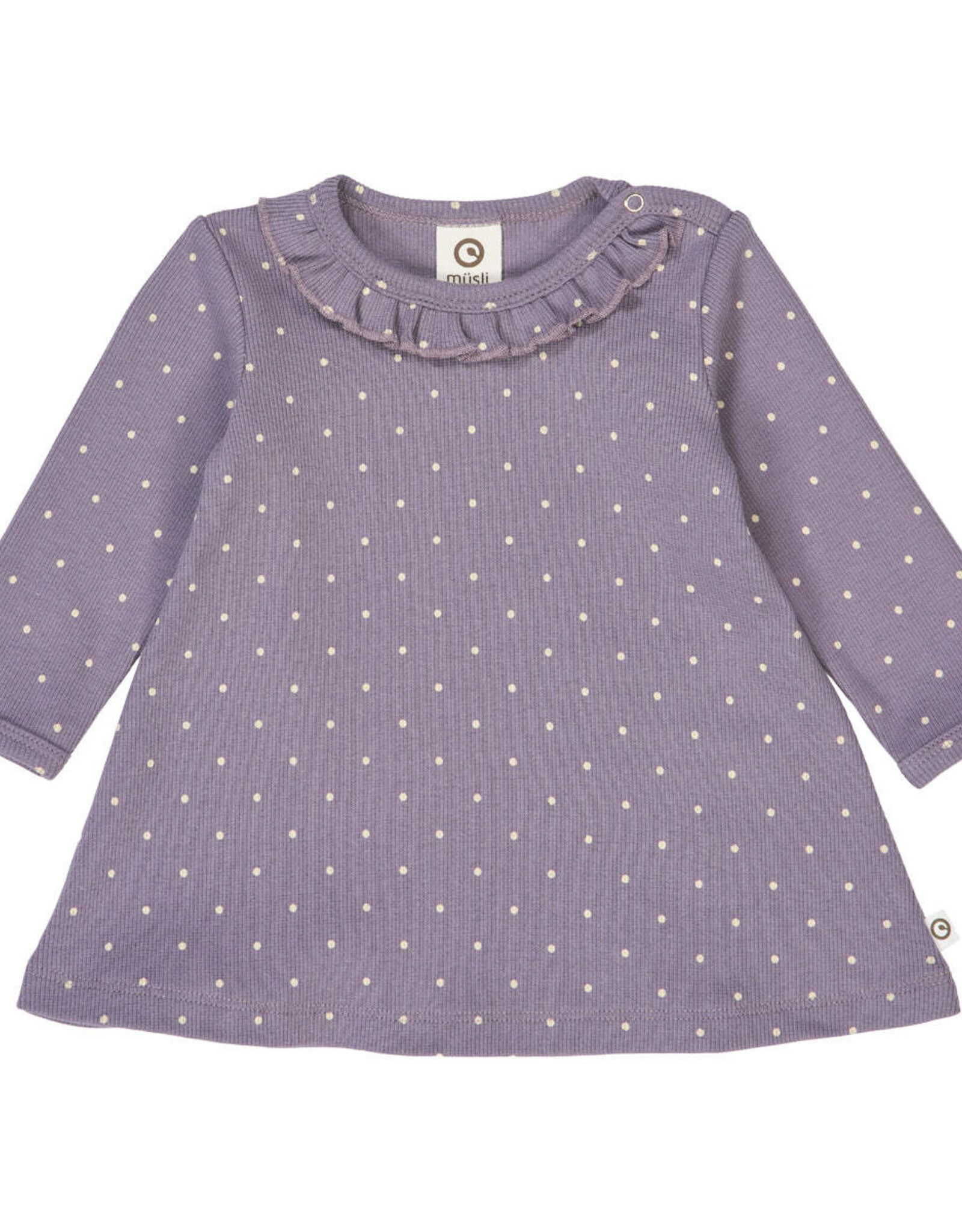 Green Cotton Lilac Fog Dot Rib Dress and Leggings Set