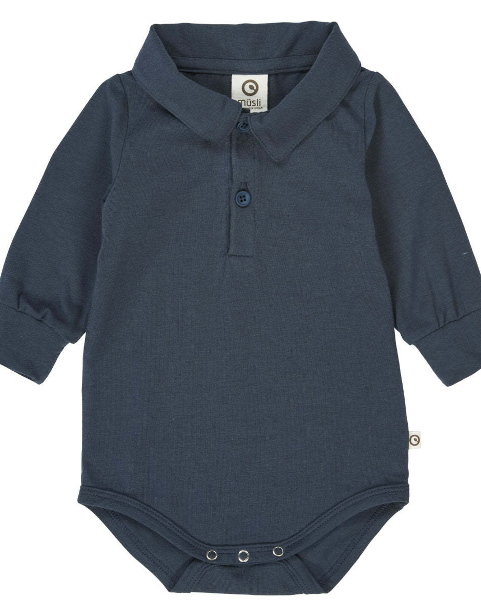 Green Cotton Night Blue Cozy Me Collared Shirt Bodysuit