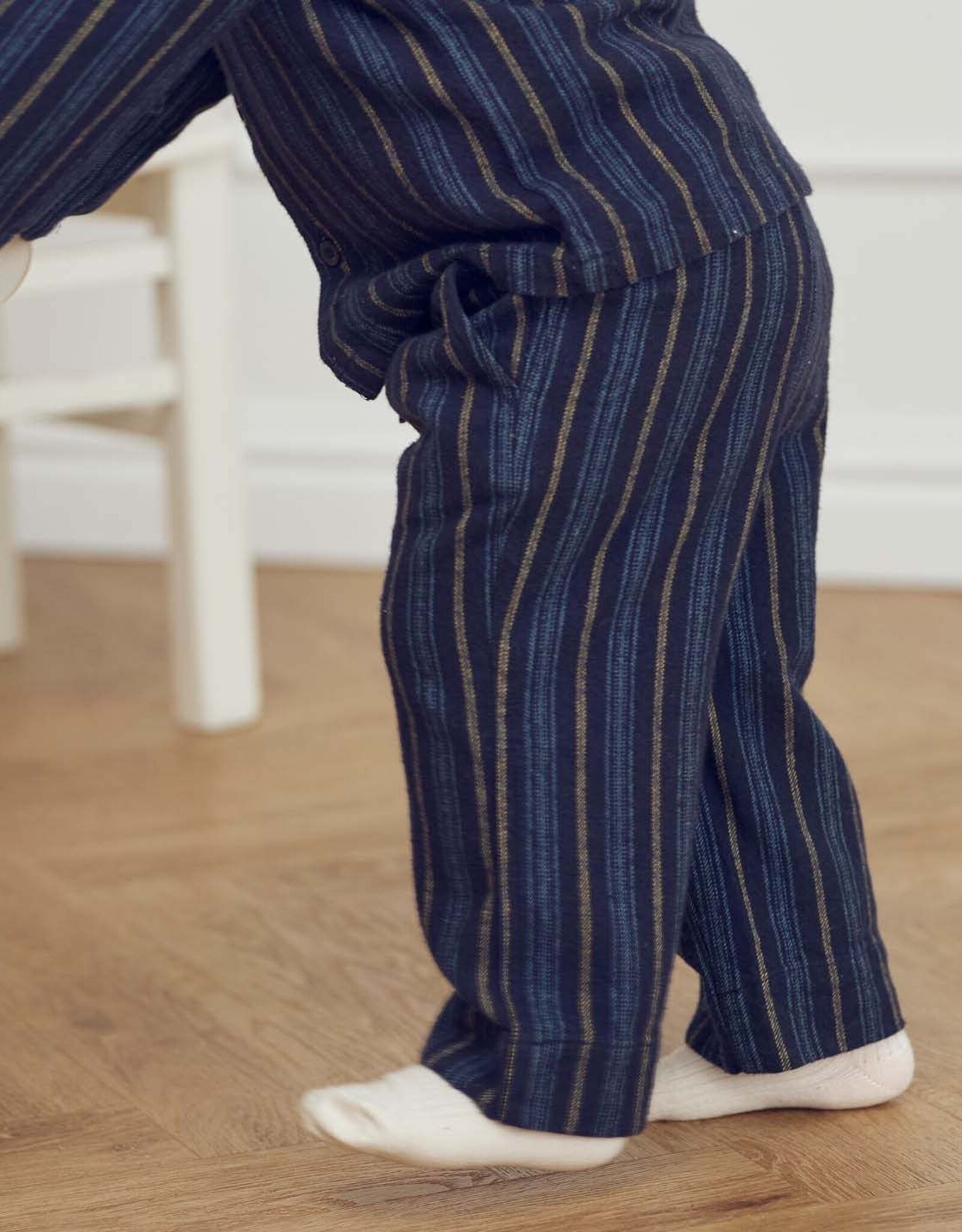 Green Cotton Baby Woven Stripe Pants