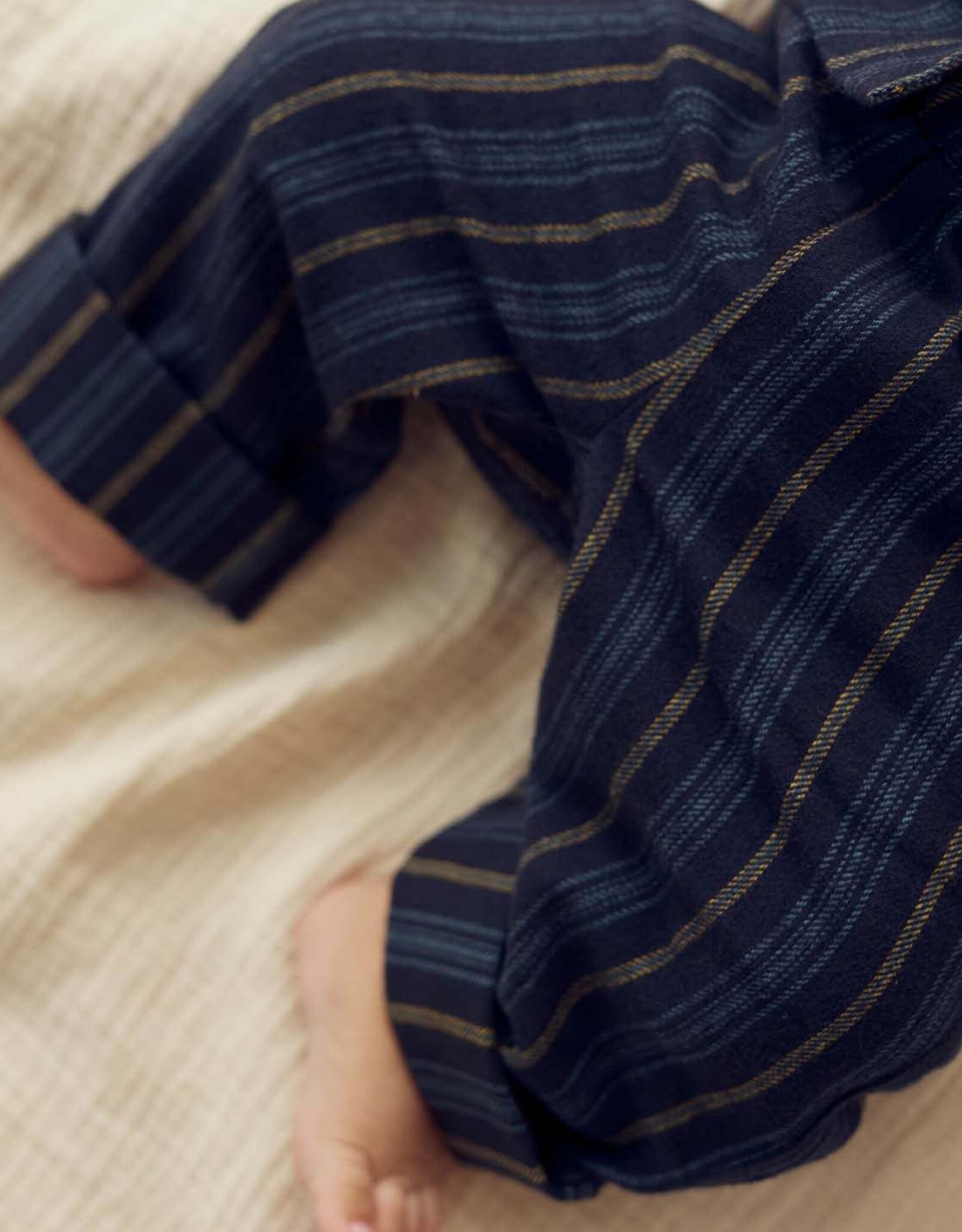 Green Cotton Baby Woven Stripe Pants