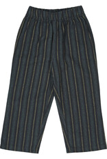 Green Cotton Woven Stripe Pants