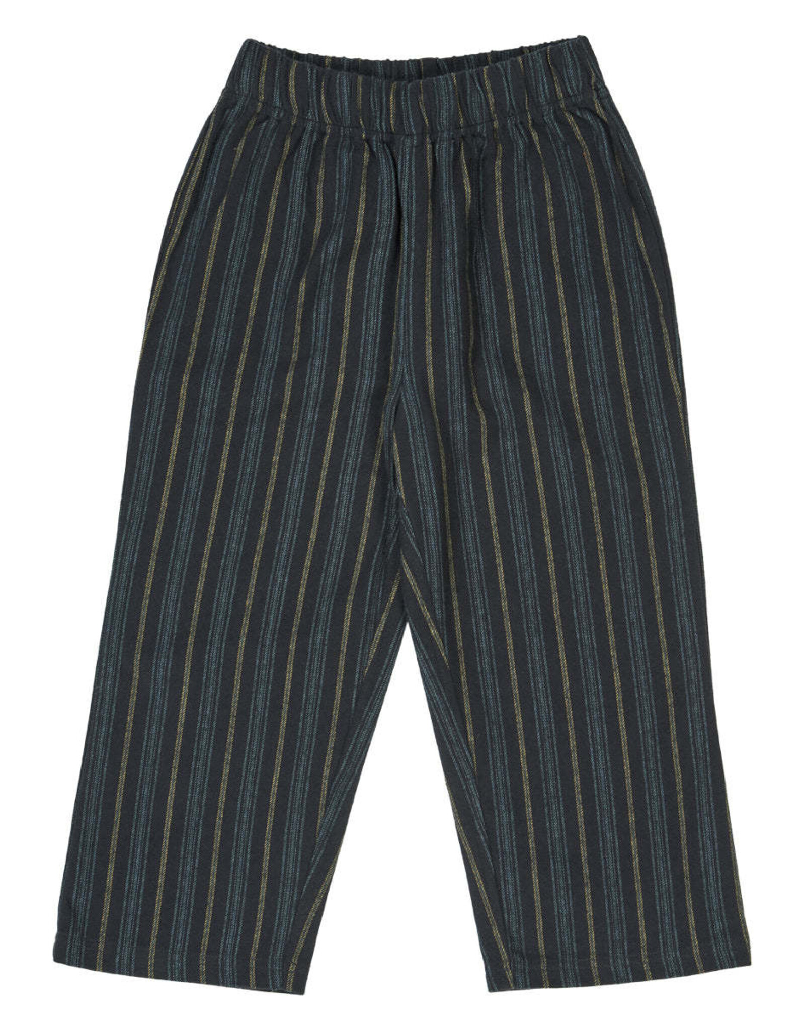 Green Cotton Woven Stripe Pants