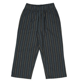 Green Cotton Woven Stripe Pants