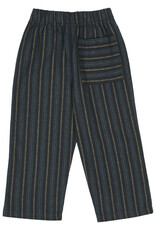 Green Cotton Woven Stripe Pants
