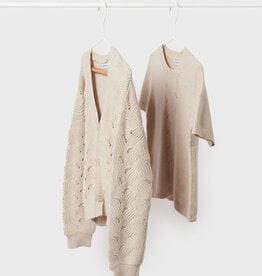 Mayoral Knit Shirt and Cardigan Set in Sand