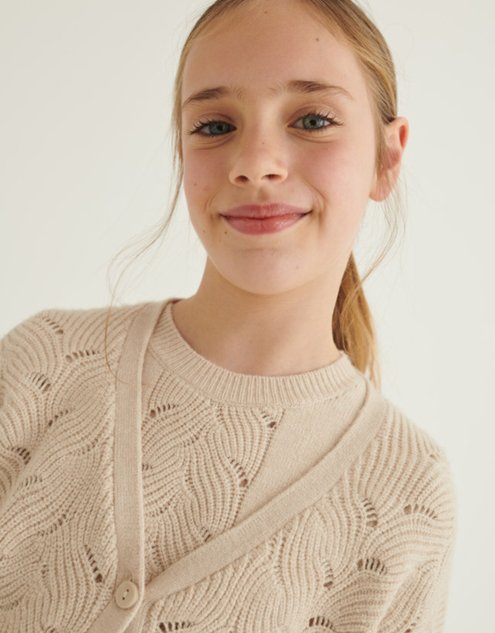 Mayoral Knit Shirt and Cardigan Set in Sand