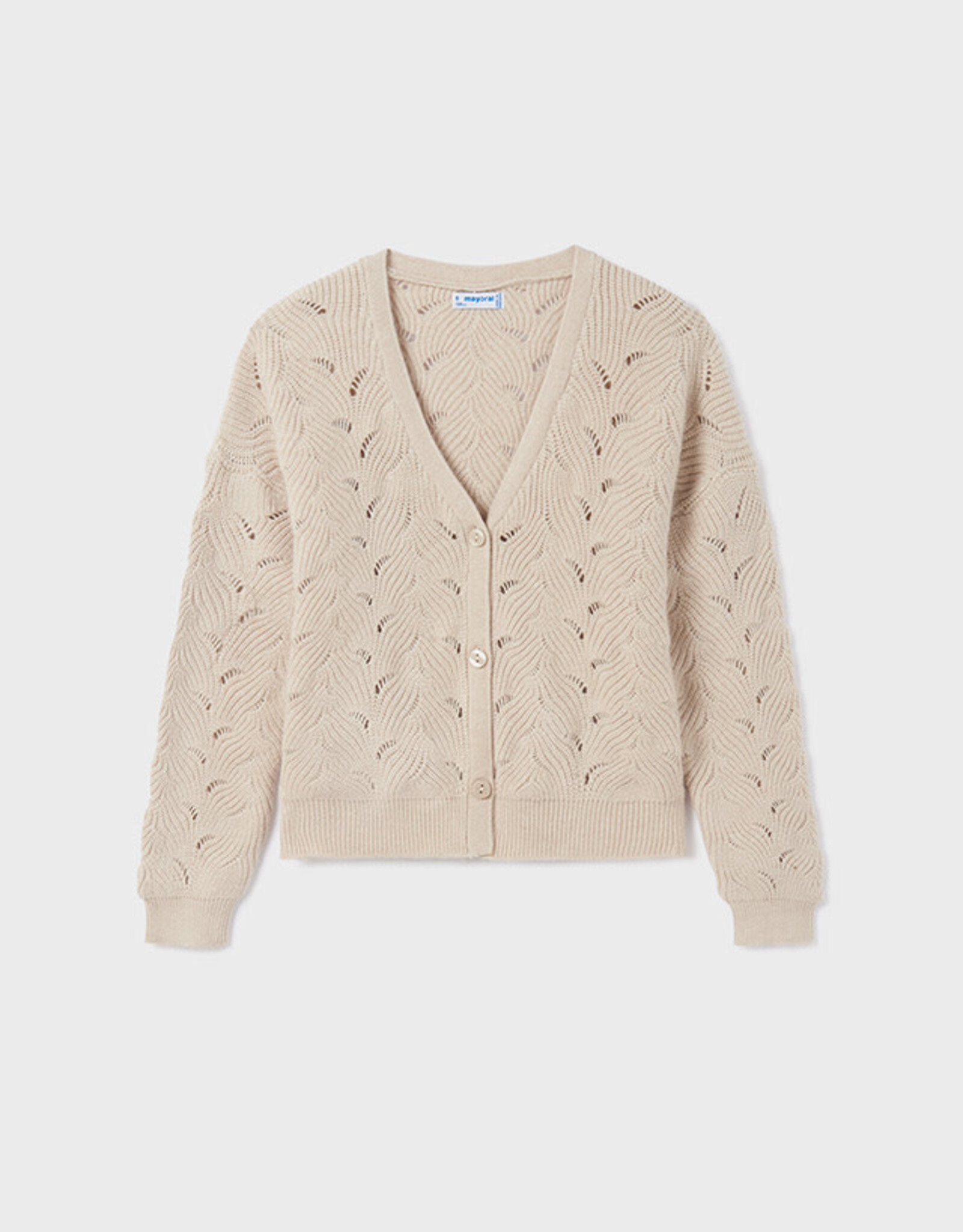 Mayoral Knit Shirt and Cardigan Set in Sand