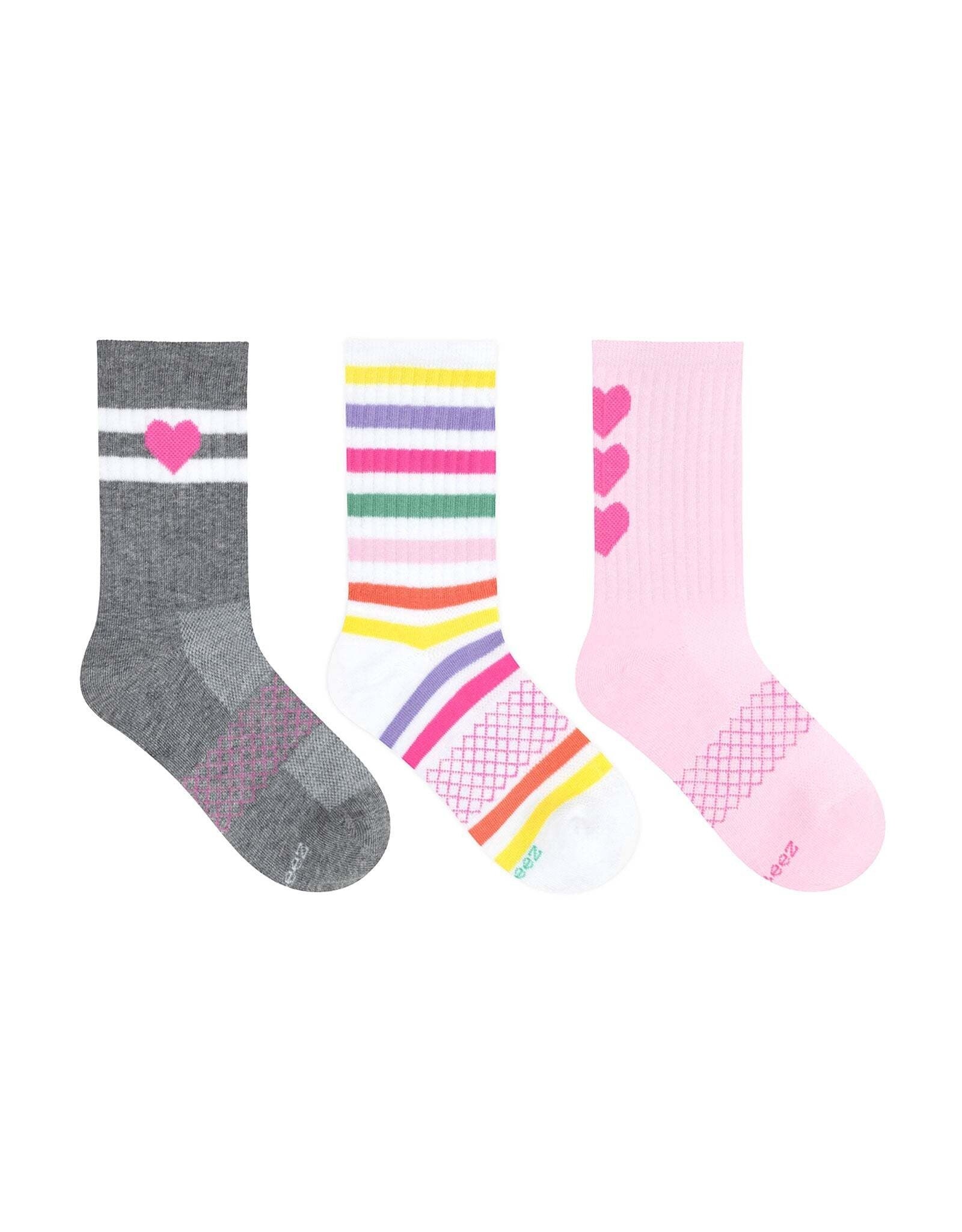 Robeez Heart Athletic 3-pack Crew Socks