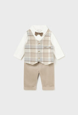 Mayoral Toasted Walnut Vest-Shirt Pants Set