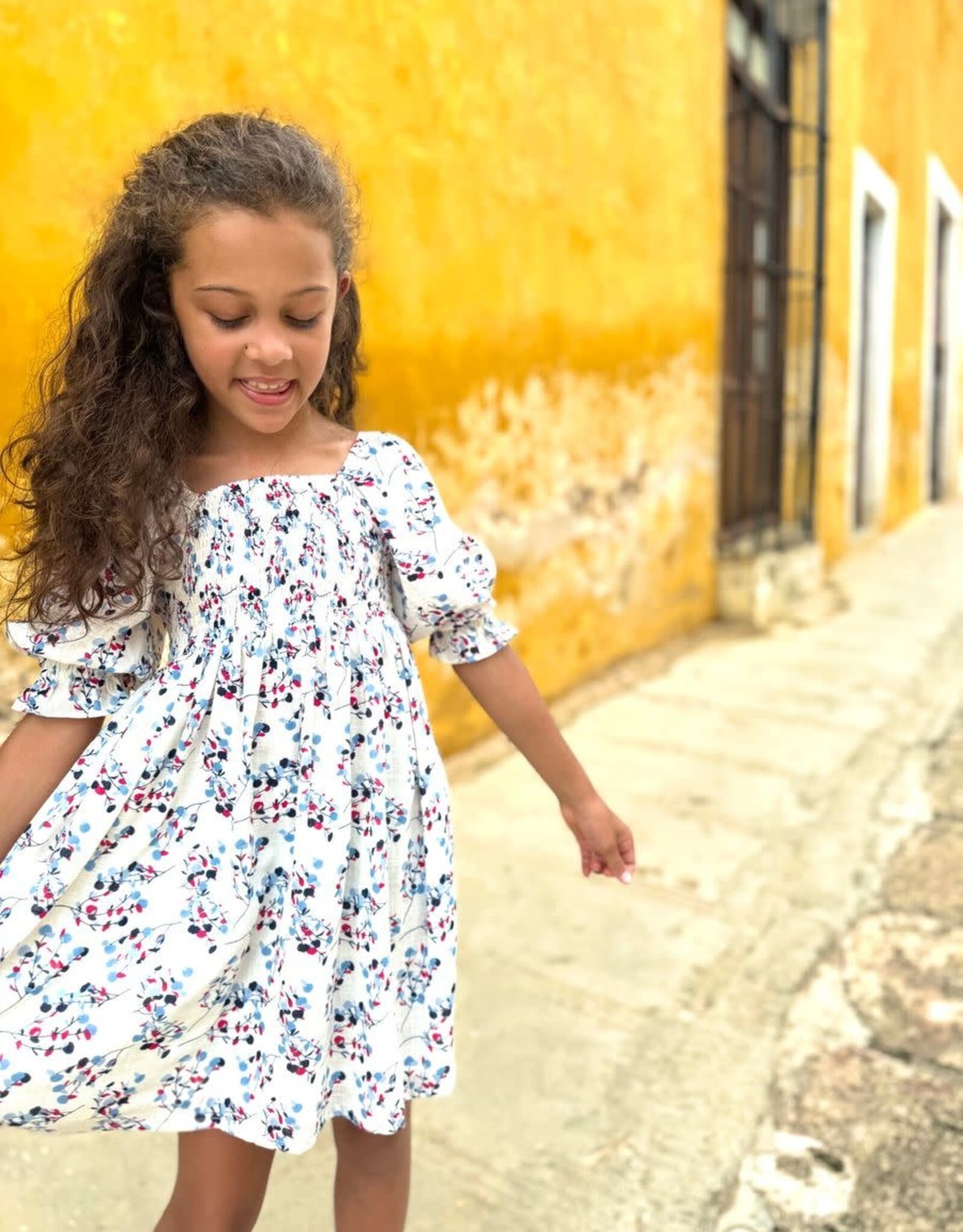 Poppet & Fox RWB Smocked Midi Dress