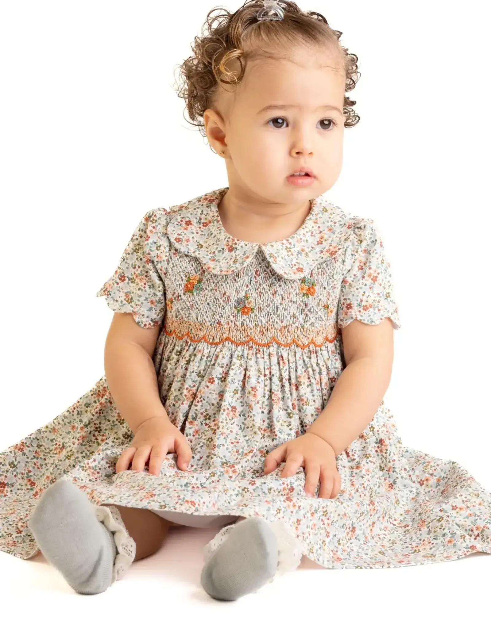 Casero Autumn Glow Smocked Dress