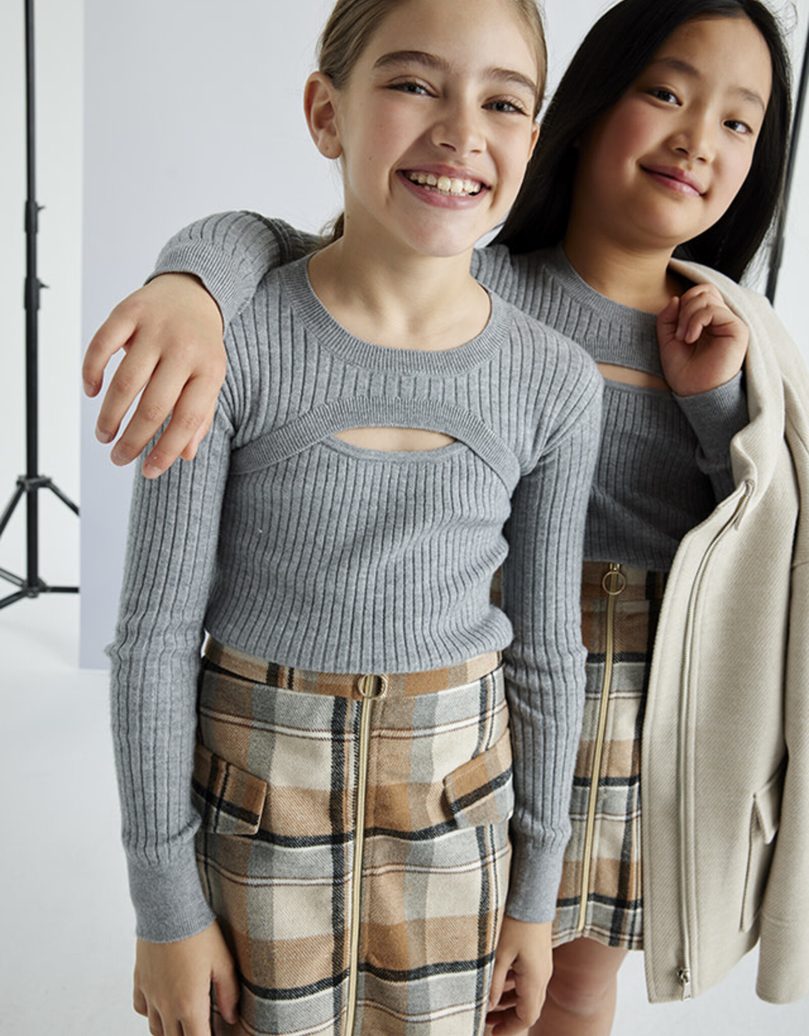 Mayoral Cinammon Check Skirt