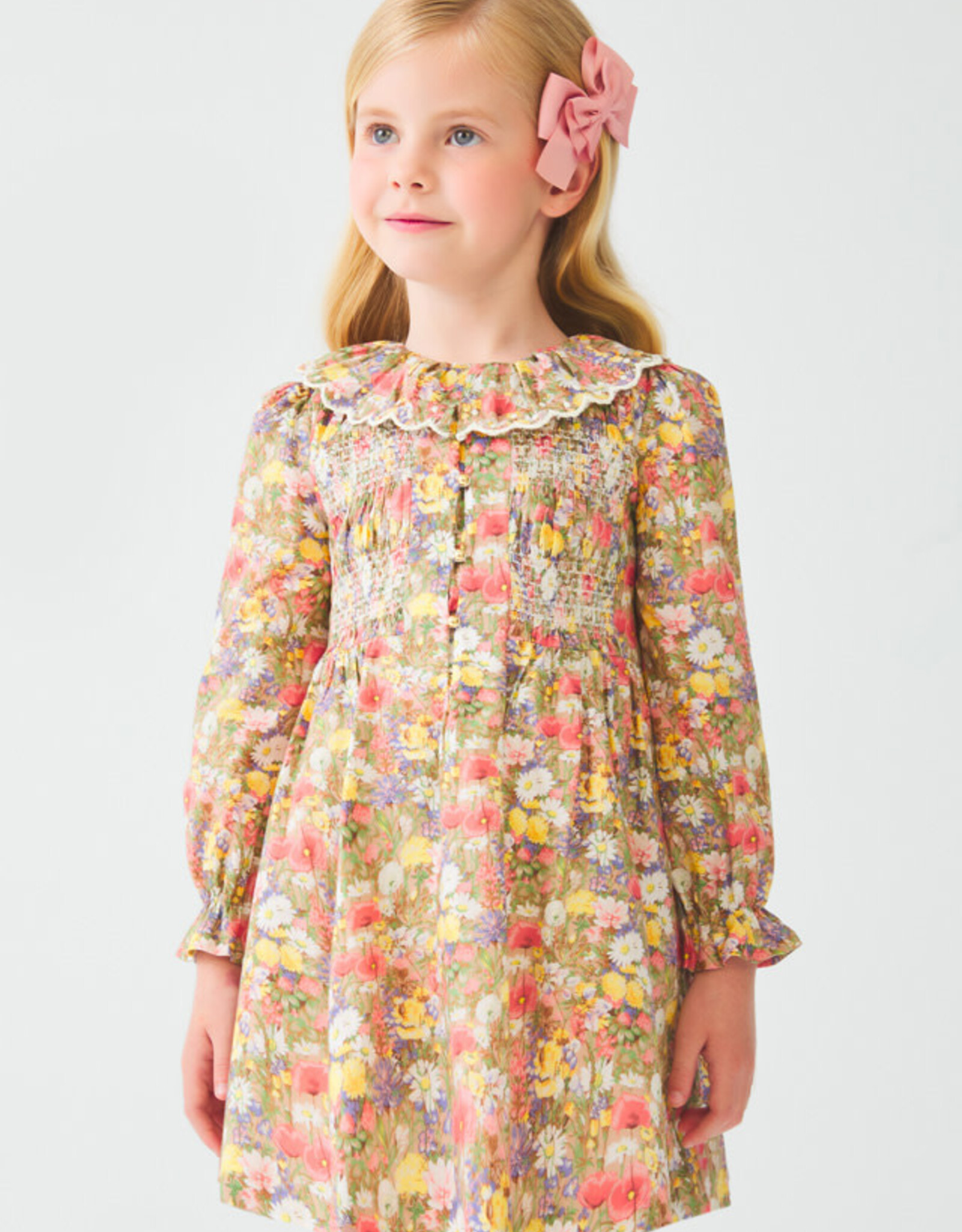 Abel & Lula Girls Blush Poplin Dress with Collar