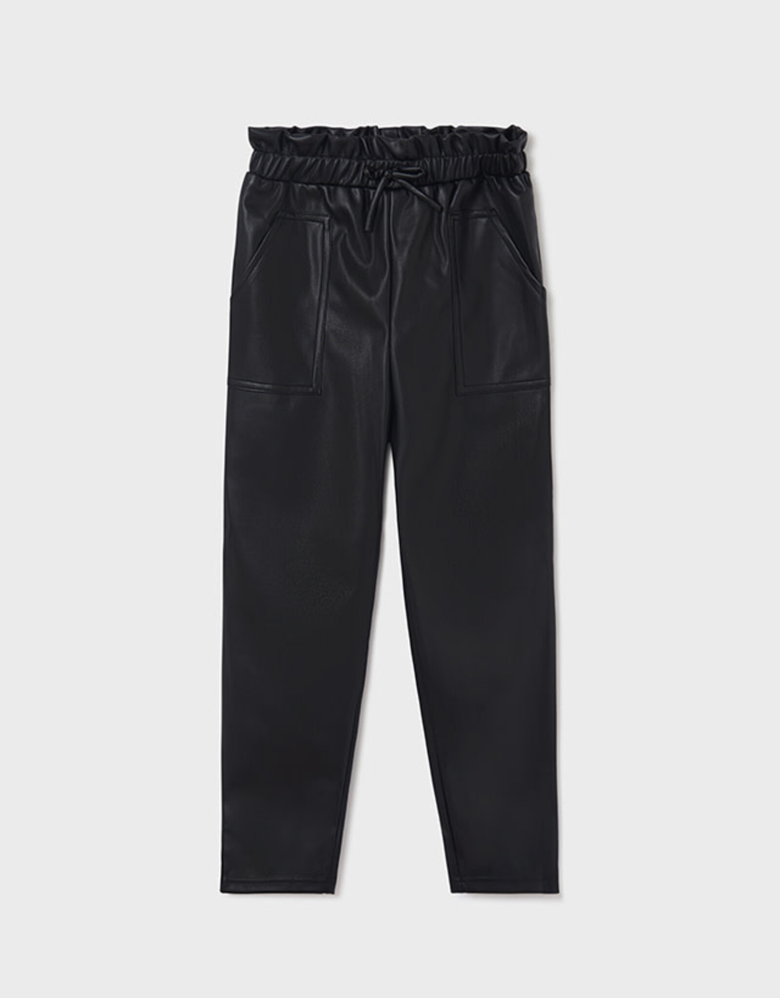 Mayoral Black Faux Leather Pant