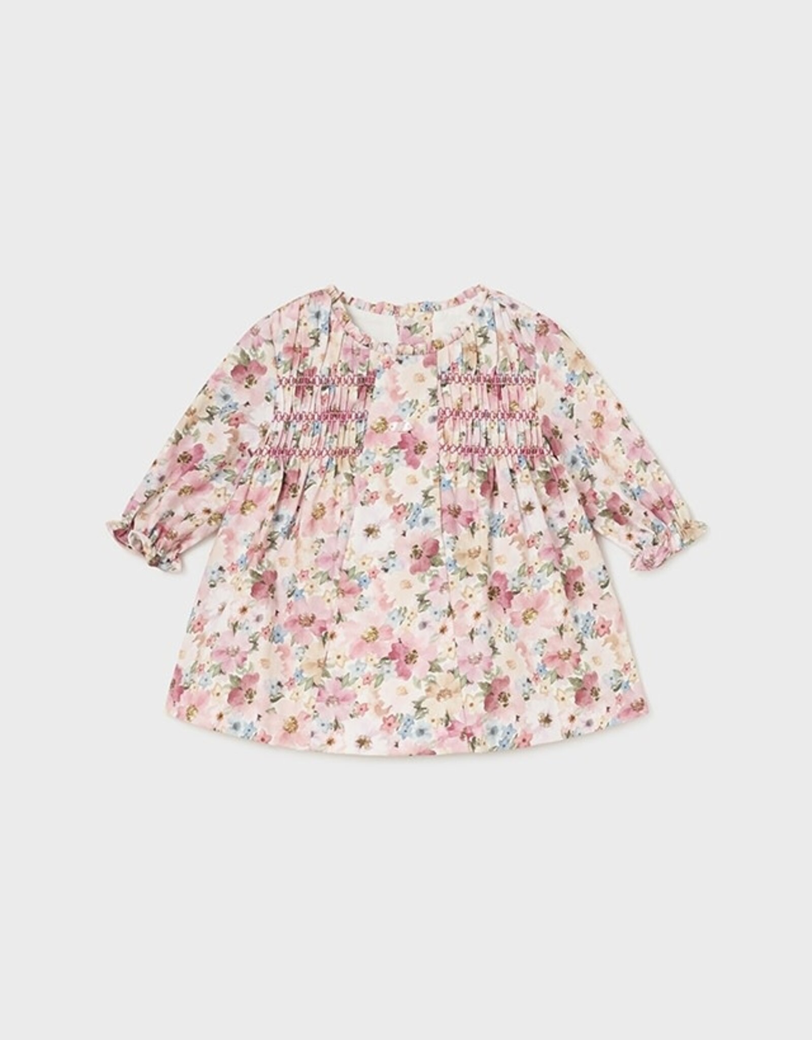 Mayoral Pink Floral Dress with Smock