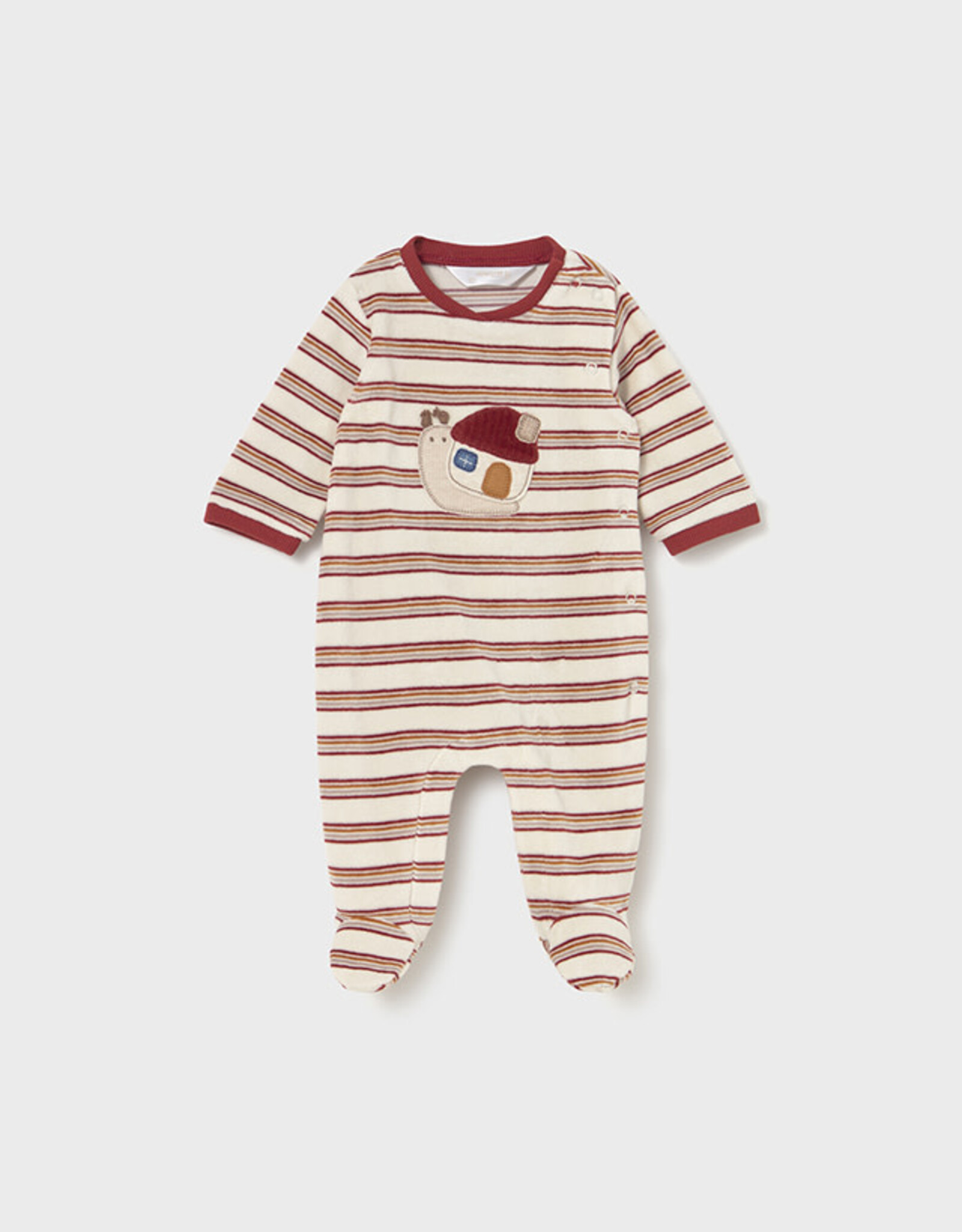 Mayoral Striped Snail Velour Onesie