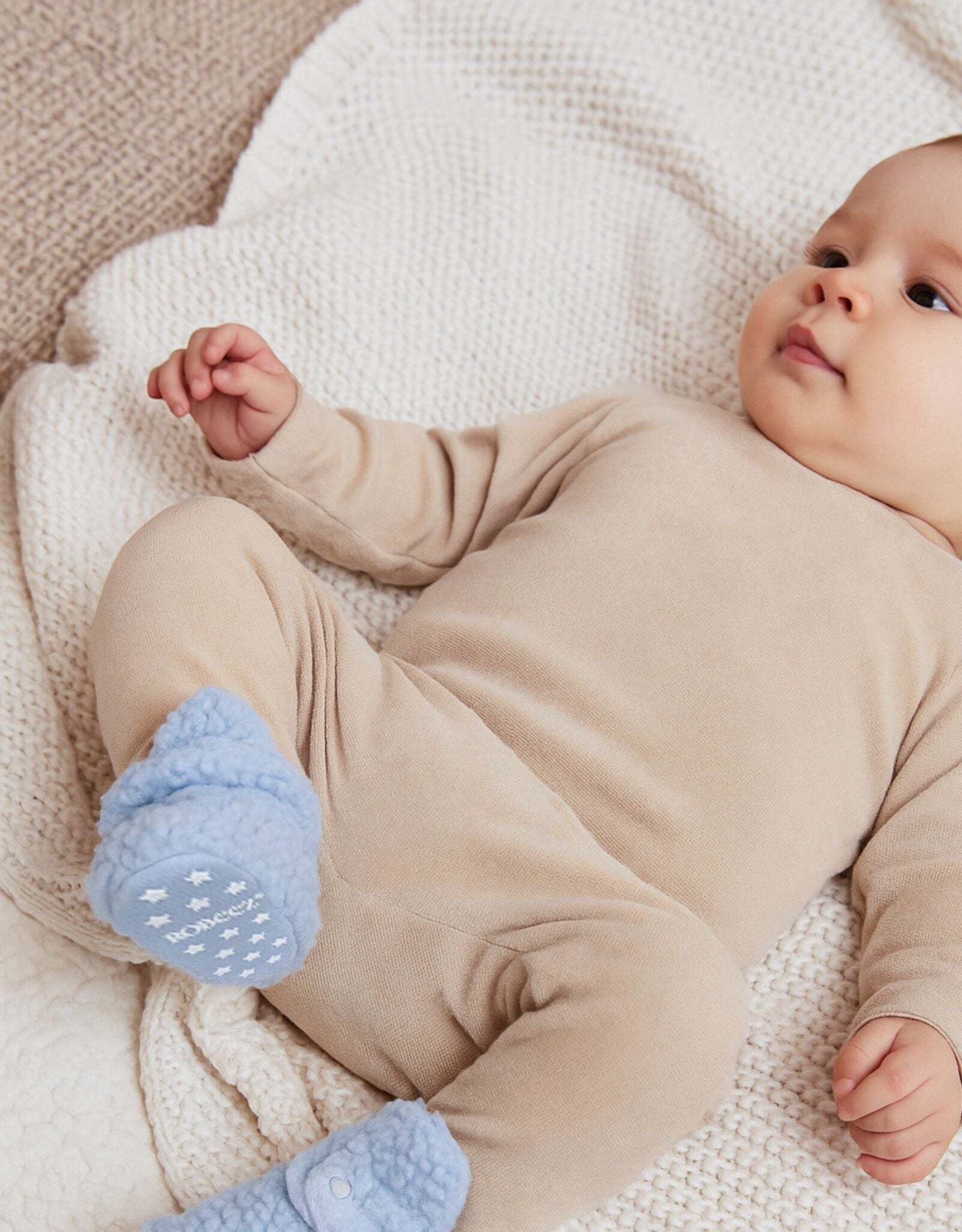 Robeez Sherpa Snap Booties Light Blue