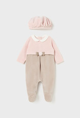 Mayoral Blush Bodysuit with Accent Waist and Beret