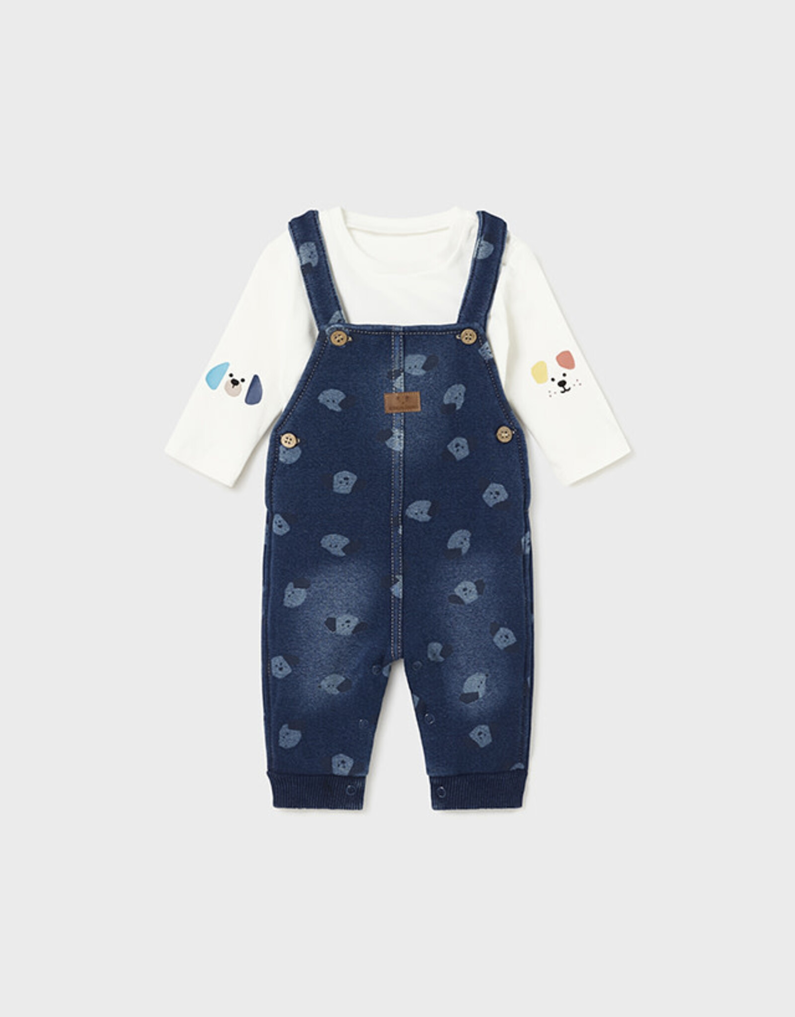 Mayoral Dark Denim Puppy Fleece Overall Set
