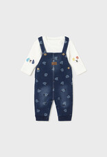Mayoral Dark Denim Puppy Fleece Overall Set