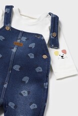 Mayoral Dark Denim Puppy Fleece Overall Set
