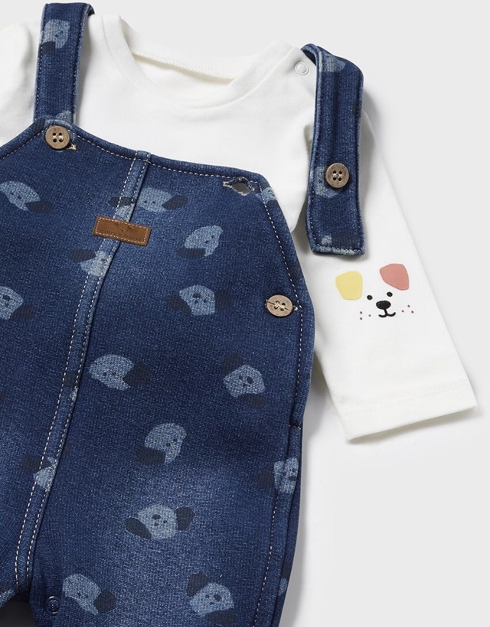 Mayoral Dark Denim Puppy Fleece Overall Set