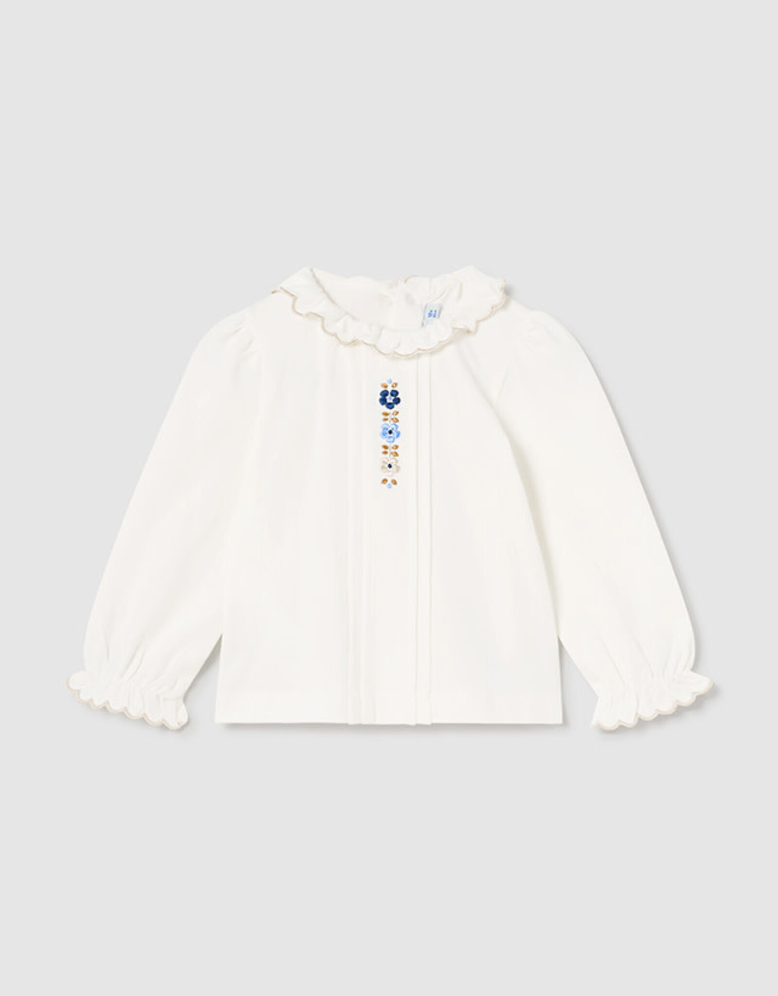 Mayoral Natural Knit Blouse with Floral Accent