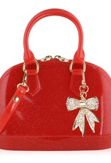 Cate: Holiday Red Sparkle w/Coco Gold Bow